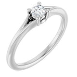 14K White Natural White Sapphire Youth Solitaire Ring