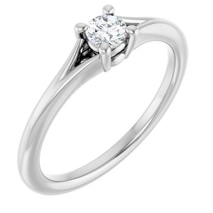 14K White 1/10 CT Natural Diamond Youth Solitaire Ring