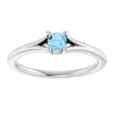 14K White Natural Aquamarine Youth Solitaire Ring