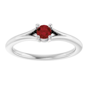 14K White Natural Mozambique Garnet Youth Solitaire Ring