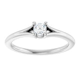 14K White Natural White Sapphire Youth Solitaire Ring