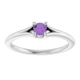 14K White Natural Amethyst Youth Solitaire Ring