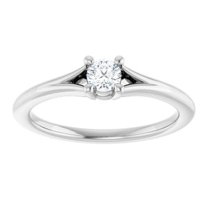 14K White 1/10 CT Natural Diamond Youth Solitaire Ring