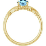 14K Yellow 6 mm Round Natural Aquamarine Ring