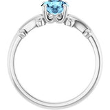 Platinum 6 mm Round Natural Aquamarine Ring