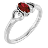 14K White Natural Mozambique Garnet Youth Heart Ring