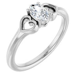 14K White Natural White Sapphire Youth Heart Ring