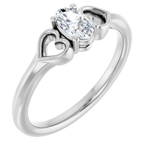 14K White Natural White Sapphire Youth Heart Ring