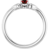 14K White Natural Mozambique Garnet Youth Heart Ring
