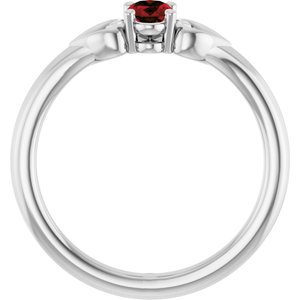 14K White Natural Mozambique Garnet Youth Heart Ring