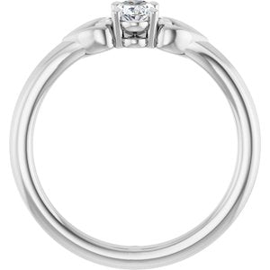 14K White Natural White Sapphire Youth Heart Ring