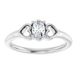 14K White 1/4 CT Natural Diamond Youth Heart Ring