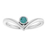 14K White Lab-Grown Alexandrite Bezel-Set V Ring