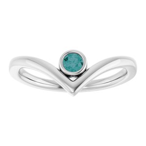 14K White Lab-Grown Alexandrite Bezel-Set V Ring