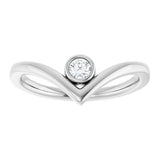 14K White 1/10 CTW Natural Diamond Bezel-Set V Ring