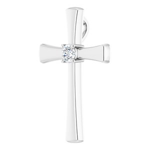 14K White 1/5 CTW Natural Diamond Cross Pendant