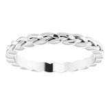 14K White 2 mm Woven-Design Band Size 5