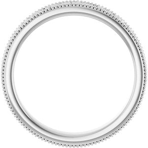 14K White 3.2 mm Milgrain Edge Floral Flat Band Size 5