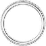 14K White 3.2 mm Milgrain Edge Floral Flat Band Size 4
