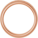 14K Rose 3.2 mm Milgrain Edge Floral Flat Band Size 4