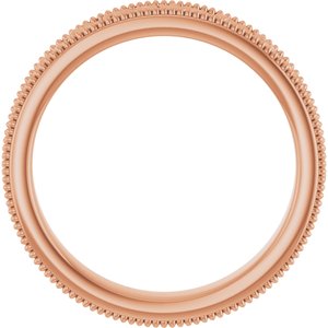 14K Rose 3.2 mm Milgrain Edge Floral Flat Band Size 4