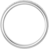 14K White 3.2 mm Milgrain Edge Floral Flat Band Size 7