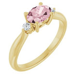14K Yellow 7x5 mm Oval Natural Pink Morganite & .08 CTW Natural Diamond Ring