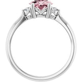 Platinum 7x5 mm Oval Natural Pink Morganite & .08 CTW Natural Diamond Ring