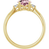 14K Yellow 7x5 mm Oval Natural Pink Morganite & .08 CTW Natural Diamond Ring