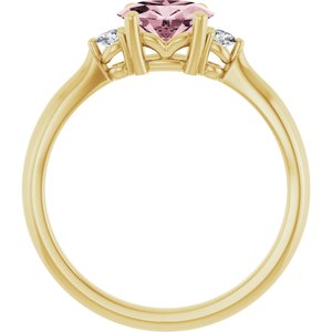14K Yellow 7x5 mm Oval Natural Pink Morganite & .08 CTW Natural Diamond Ring