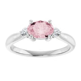 Platinum 7x5 mm Oval Natural Pink Morganite & .08 CTW Natural Diamond Ring