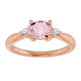 14K Rose 7x5 mm Oval Natural Pink Morganite & .08 CTW Natural Diamond Ring
