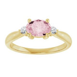 14K Yellow 7x5 mm Oval Natural Pink Morganite & .08 CTW Natural Diamond Ring