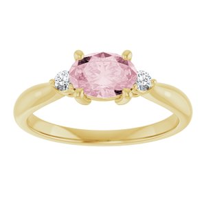 14K Yellow 7x5 mm Oval Natural Pink Morganite & .08 CTW Natural Diamond Ring