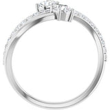 Sterling Silver 3/4 CTW Natural Diamond Two-Stone Ring