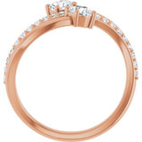 14K Rose 3/4 CTW Natural Diamond Two-Stone Ring