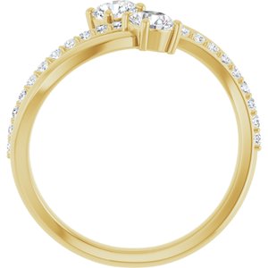 14K Yellow 3/4 CTW Natural Diamond Two-Stone Ring