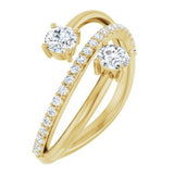 14K Yellow 3/4 CTW Natural Diamond Two-Stone Ring