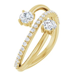 14K Yellow 3/4 CTW Natural Diamond Two-Stone Ring