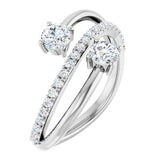 Sterling Silver 3/4 CTW Natural Diamond Two-Stone Ring