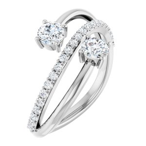 Platinum 3/4 CTW Natural Diamond Two-Stone Ring