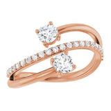 14K Rose 3/4 CTW Natural Diamond Two-Stone Ring