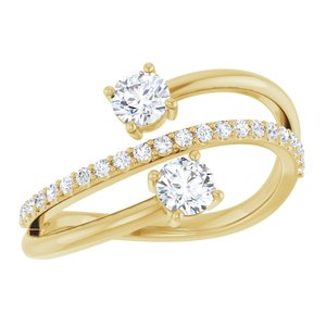 14K Yellow 3/4 CTW Natural Diamond Two-Stone Ring