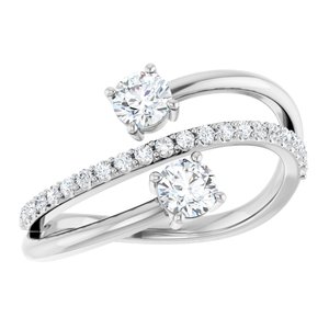 Platinum 3/4 CTW Natural Diamond Two-Stone Ring
