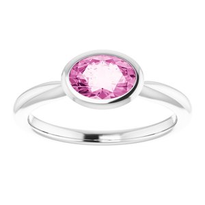 14K White Lab-Grown Pink Sapphire Ring