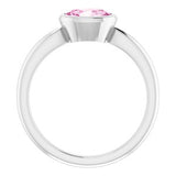 14K White Lab-Grown Pink Sapphire Ring