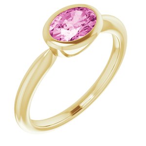 14K Yellow Lab-Grown Pink Sapphire Ring