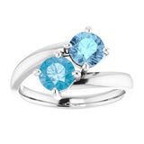 14K White Natural Aquamarine & Natural Swiss Blue Topaz Ring