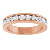 14K Rose 1 CTW Natural Diamond Channel-Set Matching Band