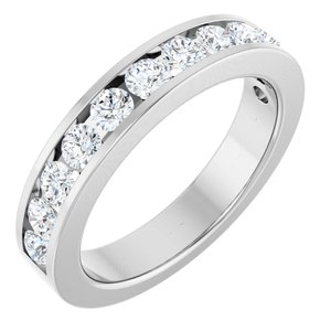 14K White 1 CTW Natural Diamond Channel-Set Matching Band